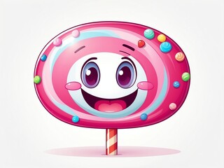 smiling cute candy cartoon clipart on plain white background