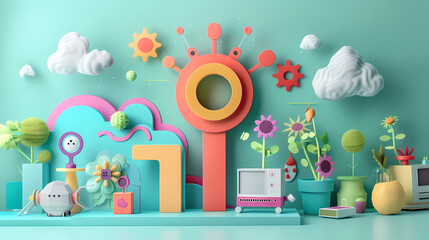 Fototapeta premium Internet of things iot and networking vector image Paper cut style