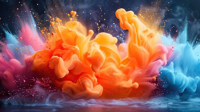 colorful exploding paint on a bright background royalty free fictitious artwork generated by artificial intelligence.image illustration