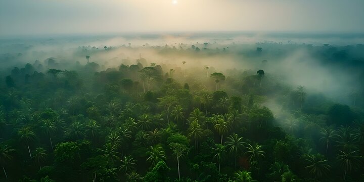 Drone footage reveals illegal deforestation causing irreparable harm to forest ecosystem. Concept Illegal Deforestation, Environmental Destruction, Drone Footage, Ecosystem Impact