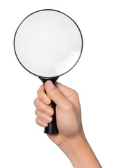 PNG Hand holding magnifying glass racket blue blue background. AI generated Image by rawpixel.