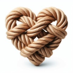rope in heart shape knot Isolated on white background
