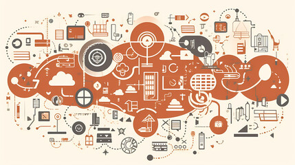 Obraz premium Internet of things iot and networking vector image Paper cut style