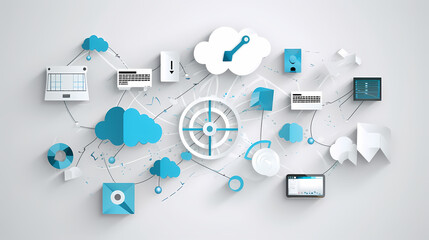 Fototapeta premium Internet of things iot and networking vector image Paper cut style