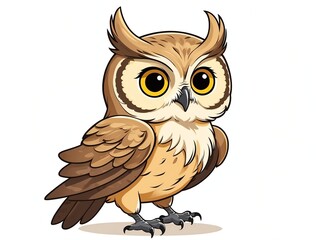 cute owl bird cartoon clipart on plain white background