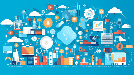 Internet of things iot and networking vector image Paper cut style