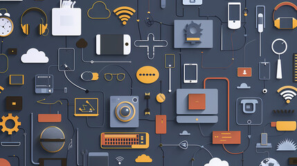 Internet of things iot and networking vector image Paper cut style