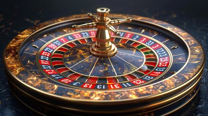 Naklejka premium a lavish casino roulette wheel on a black background a close up white casino roulette with chips and dice poker game table illustration in.stock image