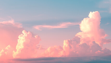 sunset sky and cumulus congestus clouds in summer season