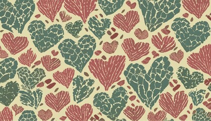 Green and red hearts pattern background