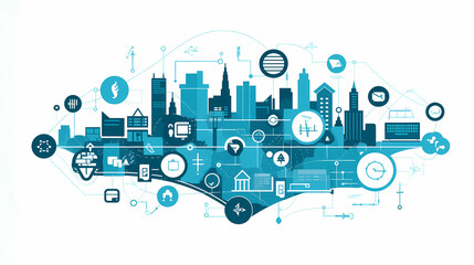 Internet of things iot and networking vector image Paper cut style