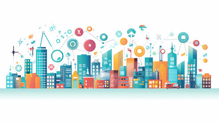 Fototapeta premium Internet of things iot and networking vector image Paper cut style