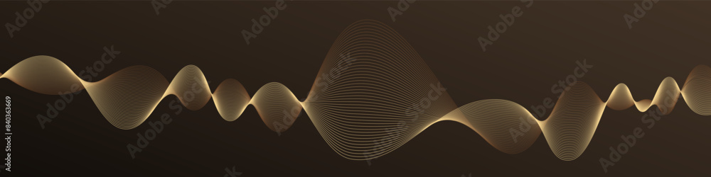 Aufkleber Vector wave dynamic lines. Golden abstract lines. Waves on dark background for your design. Vector EPS 10