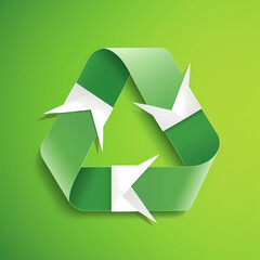 Obraz premium Recycling symbol in paper art vector image