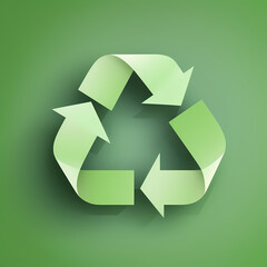 Fototapeta premium Recycling symbol in paper art vector image