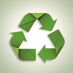 Obraz premium Recycling symbol in paper art vector image