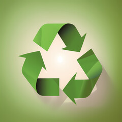 Obraz premium Recycling symbol in paper art vector image