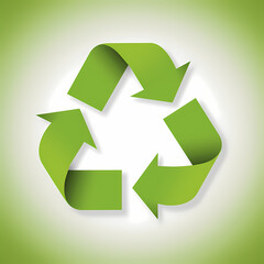 Fototapeta premium Recycling symbol in paper art vector image