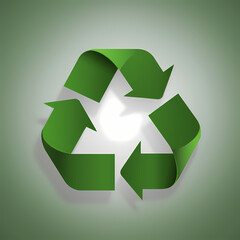 Obraz premium Recycling symbol in paper art vector image