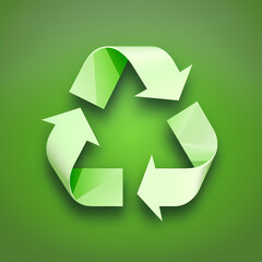 Obraz premium Recycling symbol in paper art vector image