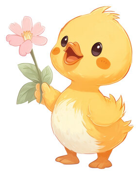 recommend clip art: PNG  Duck holding a flower animal bird cute. 