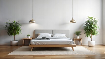 Fototapeta premium a bed on a white wall background