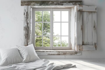 Rustic Charm: Sunlit Bedroom with a View of Nature's Beauty