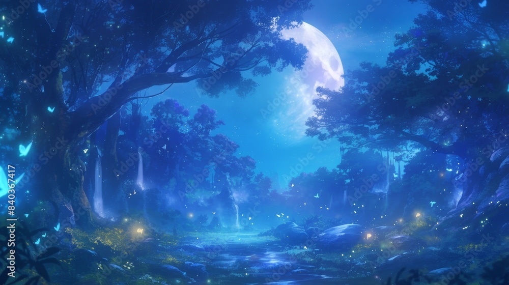 Poster as the moon rose high in the sky its light filtered through the canopy above creating an ethereal gl