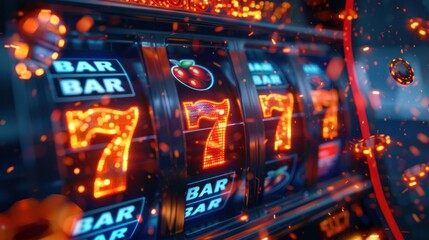 Fototapeta premium An advertisement for a mobile online casino application featuring 777 big win slots. Poster with online mobile app casino and Jackpot 777.