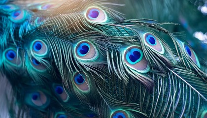 Obraz premium Peacock Feather Elegance: A Rich and Colorful Abstract Background