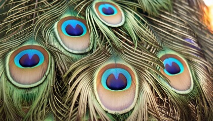 Naklejka premium Close-Up of Vibrant Peacock Feathers: A Beautiful and Decorative Design