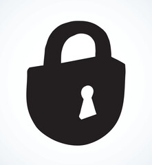 Old iron lock. Vector drawing