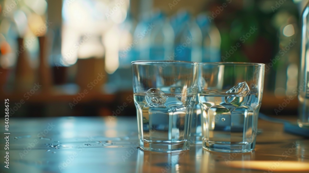 Poster a pair of glasses placed on a table, ready for use