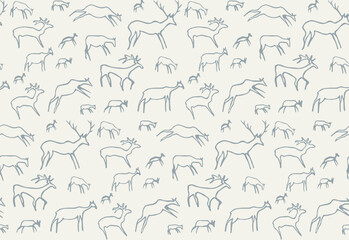 Primitive rock painting. Vector drawing