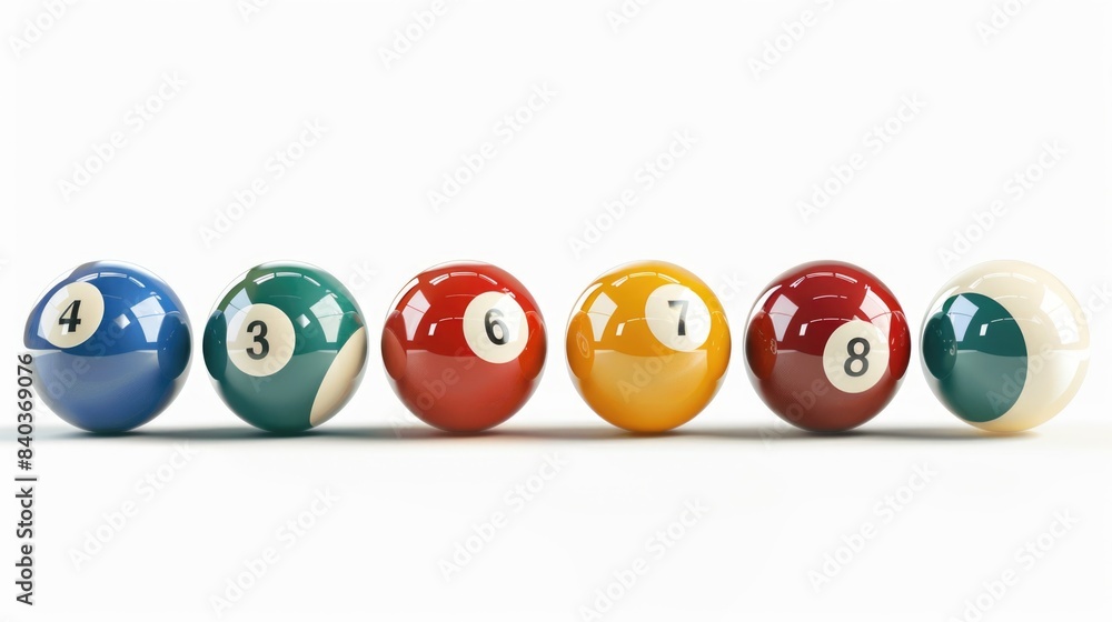 Poster a collection of pool balls with numbers on each one, great for use in sports or game-themed contexts