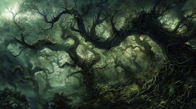 Branches rustled and cracked as the spirits of ancient trees whispered warnings to anyone foolish enough to disturb their domain