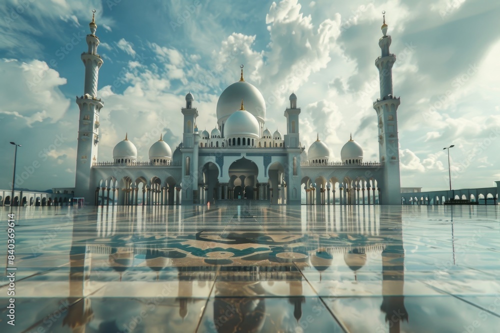 Poster a large white building with multiple white domes
