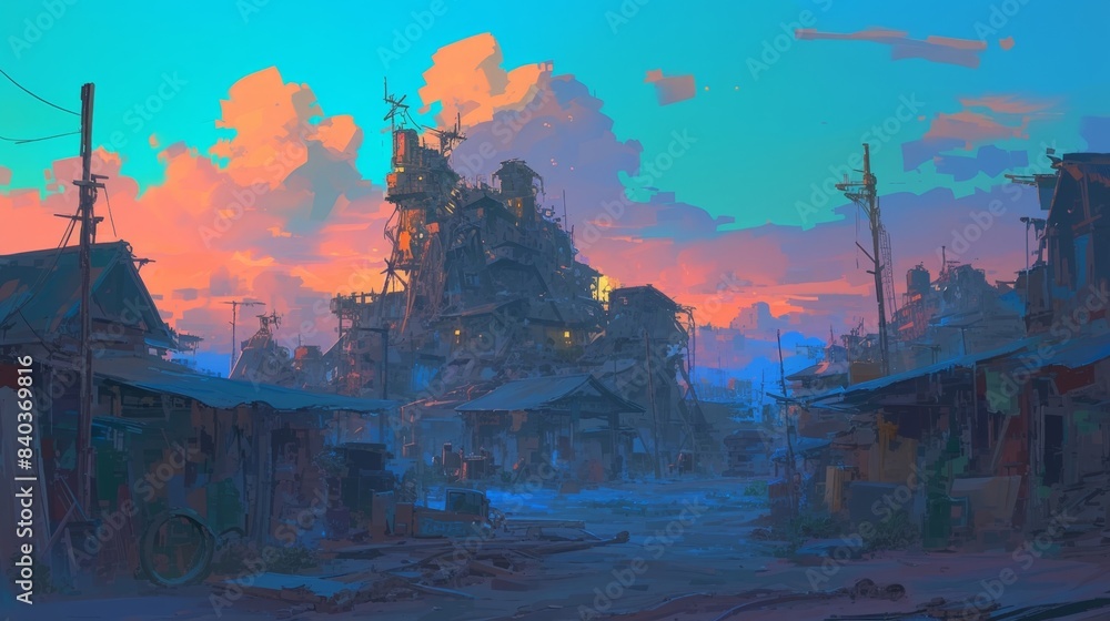 Poster within the deserted town a soft and eerie glow shifts and changes in color as if controlled by some 