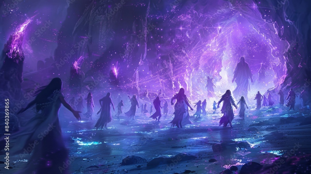Aufkleber as the portal expanded a multitude of glowing spirits emerged their forms evoking images of ancient 