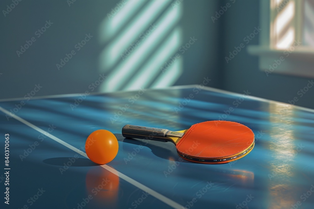 Poster a ping pong table with two ping pong balls on it, perfect for sports and recreation