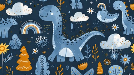 Retro cute graffiti dinosaur illustration poster background