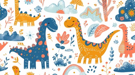 Retro cute graffiti dinosaur illustration poster background