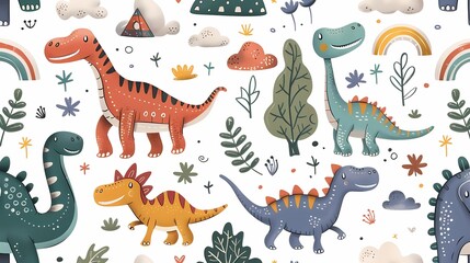 Retro cute graffiti dinosaur illustration poster background