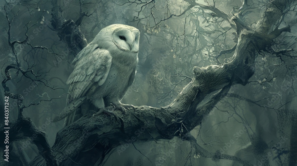 Poster the spectral owl was said to be the guardian of the haunted forest a creature of the otherworldly re