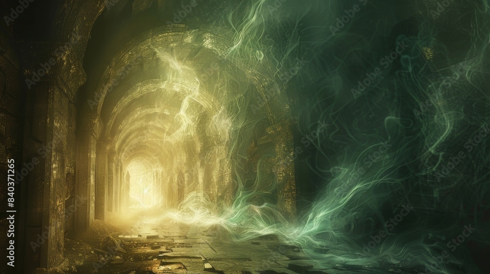 Aufkleber the otherwise imtrable darkness of the tunnel is pierced by a soft ethereal light that seems to danc
