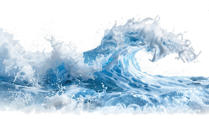 An ocean wave isolated on transparent background, cut out.