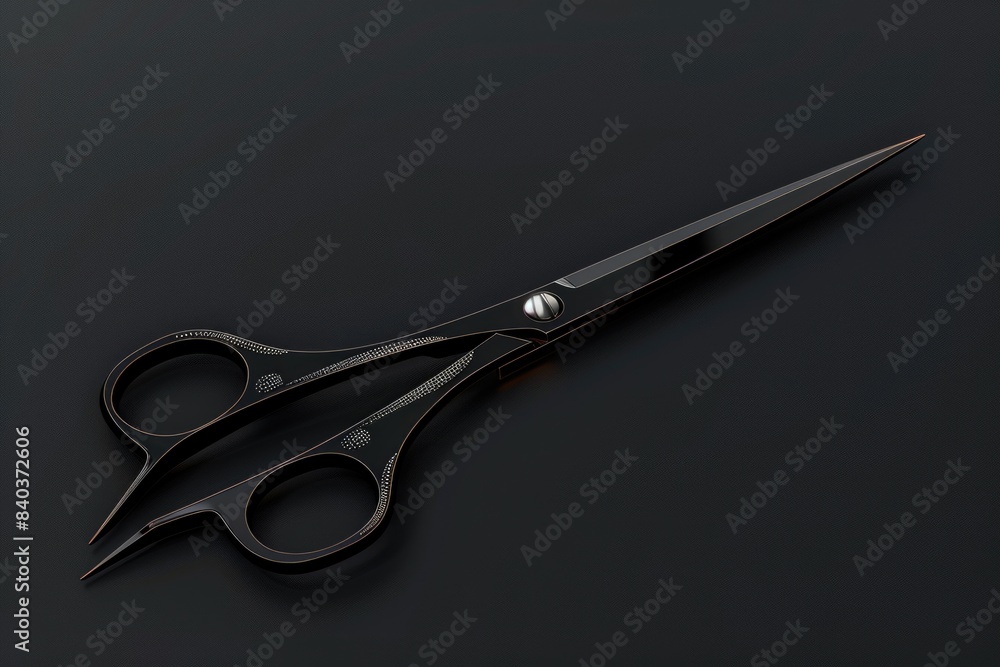 Poster A pair of scissors sitting on a table, ready for use