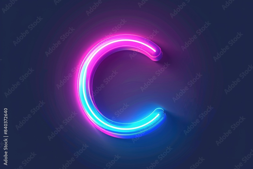 Poster a single neon letter c is displayed on a dark background, providing high contrast and visibility