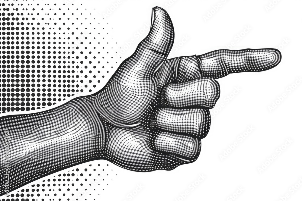 Poster A simple illustration of a hand pointing to something, suitable for use in educational or instructional materials