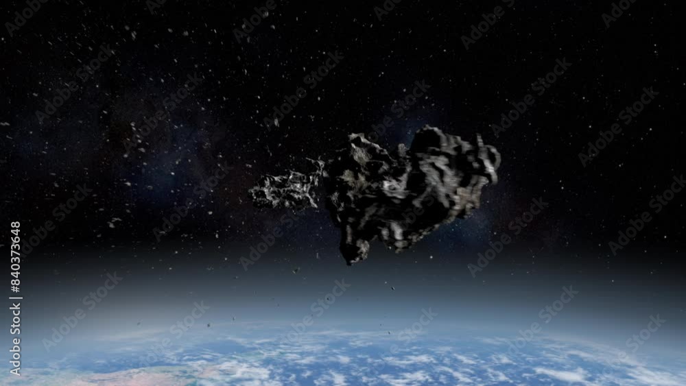 Canvas Prints asteroids meteors collide with each other near earth's atmosphere. 3d rendering meteor asteroid impa